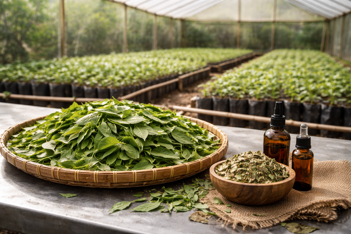 Harvested Salvia divinorum in greenhouse